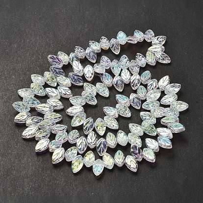 Electroplate Glass Beads Strands, Leaf