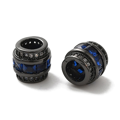 Колонка латунные микро проложить кубического циркония европейских бусы, бусины с большим отверстием, долговечный, без кадмия и без свинца