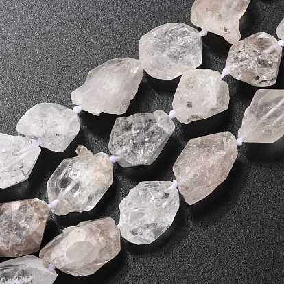 Rough Raw Natural Quartz Beads Strands, Double Pointe, Nuggets