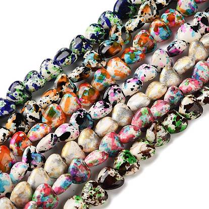 Нити из синтетических бирюзовых бусин, нанесенных методом распыления, сердце