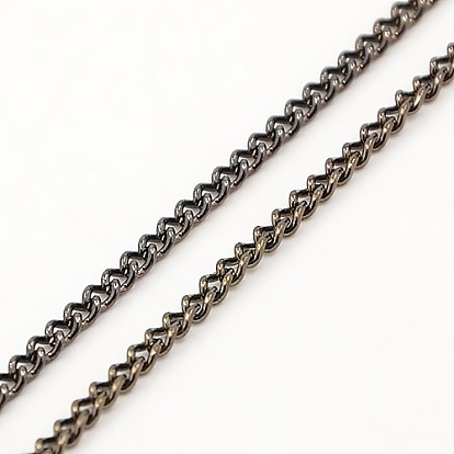 Iron Twisted Chains, Unwelded, with Spool, 0.6x2x2.5mm, about 328.08 Feet(100m)/roll