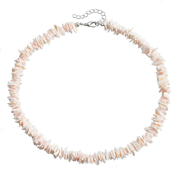 Ожерелья из натуральных ракушек, окрашенных в пляжном стиле, с концевыми цепями из сплава, платина