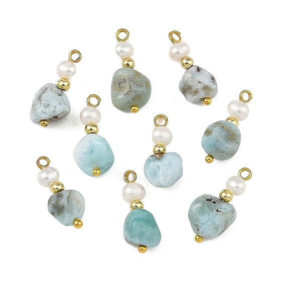 Натуральный Larimar подвески, подвески из бусин, украшенные натуральными культивированными пресноводными жемчужинами.