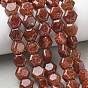 Natural Gold Spot Strawberry Quartz Beads Strands, Hexagon