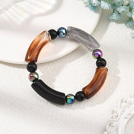 Opaque Acrylic Tube Beaded Stretch Bracelets