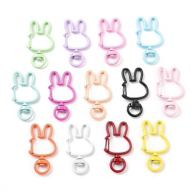 Spray Painted Eco-Friendly Alloy Swivel Snap Hook Clasps, Cadmium Free & Nickel Free & Lead Free, Rabbit