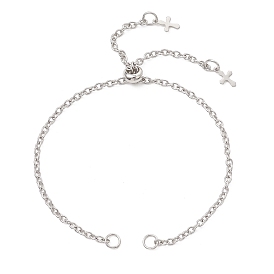 2.5мм 304 изготовление браслета-слайдера из нержавеющей стали, с 304 подвесками-крестиками из нержавеющей стали, не тускнеет