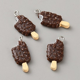 Opaque Resin Pendants, Ice Cream, with Platinum Tone Loop