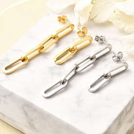 304 серьги-гвоздики из нержавеющей стали для женщин, с 316 штифтов из нержавеющей стали, ионное покрытие (ip), цепочка-оберег