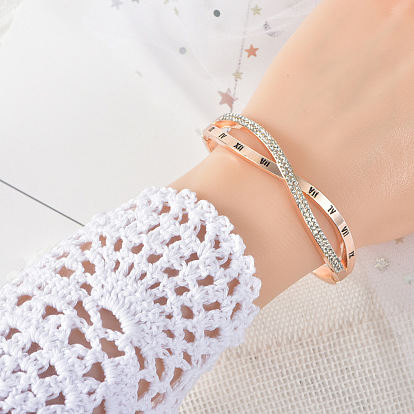 Браслеты со стразами из сплава для женщин, с узором из римских цифр