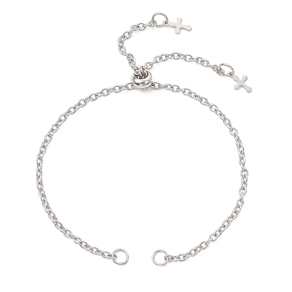 2.5мм 304 изготовление браслета-слайдера из нержавеющей стали, с 304 подвесками-крестиками из нержавеющей стали, не тускнеет