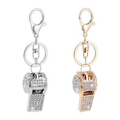 2шт. 2 брелоки из сплава со стразами разных цветов, свистеть