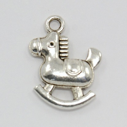 Сплавочные подвески тибетского стиля, игрушечный конь-качалка, 19x14.5x3 мм, отверстие : 1 мм