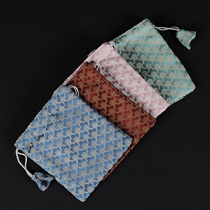 Flower Cloud Print Cloth Storage Bags, Drawstring Pouches Packaging Bags, Rectangle