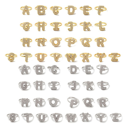 Стойка покрытие буква латунь микро паве прозрачный кубический цирконий регулируемые кольца для женщин