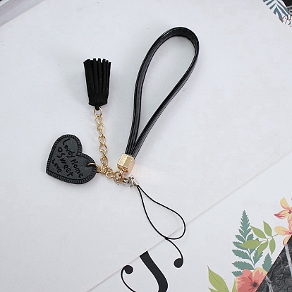 Imitation Leather Pendant Decorations, with Metal Finding, Heart