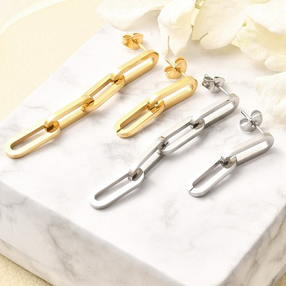 304 серьги-гвоздики из нержавеющей стали для женщин, с 316 штифтов из нержавеющей стали, ионное покрытие (ip), цепочка-оберег