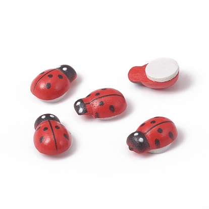 Natural Poplar Wood Cabochons, Ladybug