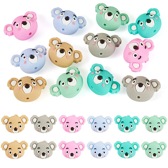 12 шт 6 цвета силиконовые бусины, коала