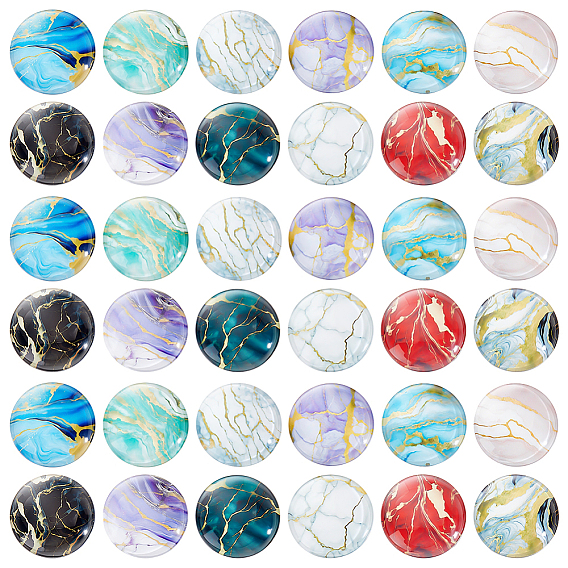 60 pcs 12 cabochons en verre de couleurs, un demi-tour avec motif