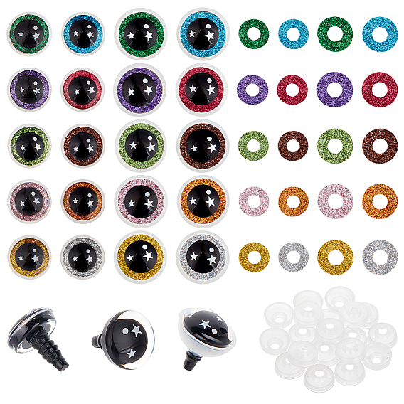 60 наборы 30 стили пластиковые поделки глаза, безопасные глаза, со шкалой и проставкой