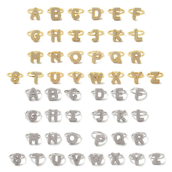 Стойка покрытие буква латунь микро паве прозрачный кубический цирконий регулируемые кольца для женщин