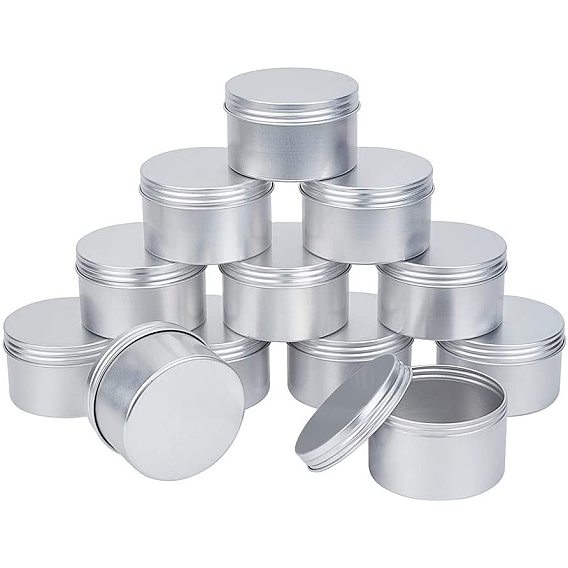 Round Aluminium Tin Cans, Aluminium Jar, Storage Containers for Cosmetic, Candles, Candies, with Screw Top Lid