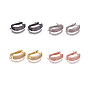 Brass Hoop Earring Findings with Latch Back Closure, with Micro Pave Cubic Zirconia and Loop