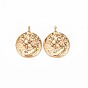 Brass Micro Pave Clear Cubic Zirconia Charms, Nickel Free, Flat Round
