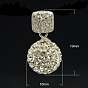 Polymère pendentifs argile, avec strass et 925 pendentifs en argent sterling, sans cadmium et sans plomb, ronde, blanc, 19x10mm, Trou: 4x1mm, perles: 10 mm