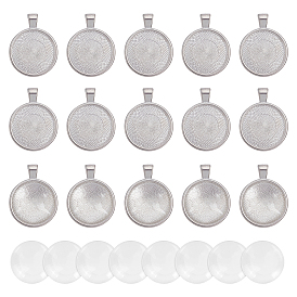 40Kits para hacer colgantes redondos planos de 1 pieza, Incluyendo engastes de cabujón colgante de aleación, Cabochons de cristal transparente