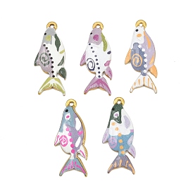 Печатные 304 подвески из нержавеющей стали, рыба, вакуумное покрытие pvd, реальный 18 k позолоченный