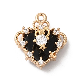 Латунные микро проложить кубического циркония подвески, со стеклом, сердце, чёрные