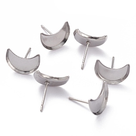 304 Stainless Steel Stud Earring Settings, Moon