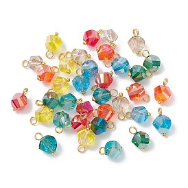 7 шт. гальванизированные прозрачные стеклянные подвески, скрученный, с латунными петлями, граненые