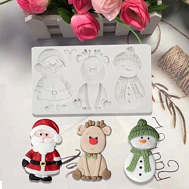DIY Christmas Snowman & Santa Claus & Deer Fondant Food Grade Statue Silicone Molds, for Chocolate Candy UV Resin Craft Making