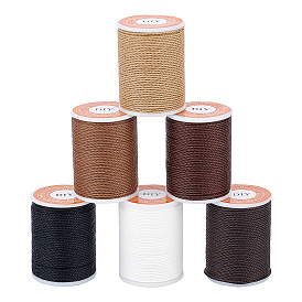 Nbeads 6roll 6 Color Waxed Polyester Cord, Twisted Cord