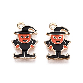 Halloween Theme Alloy Enamel Pendants, Cadmium Free & Lead Free, Light Gold, Clown Charm