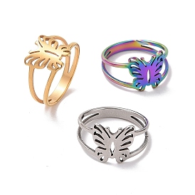 201 кольцо в виде бабочки из нержавеющей стали, полое широкое кольцо для женщин