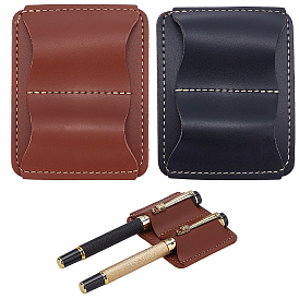 2шт. 2цветов, двойной держатель для ручек и карандашей из искусственной кожи с зажимом, пенал для шариковой ручки, с железным зажимом