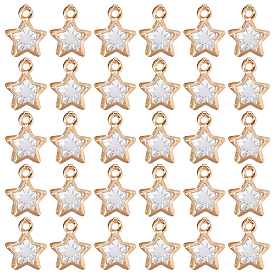 100Pcs Rack Plating Eco-Friendly Iron Charms, Star, with Crystal Rhinestone, Cadmium Free & Nickel Free & Lead Free
