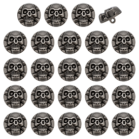 24Pcs 1-Hole Alloy Shank Buttons, Skull