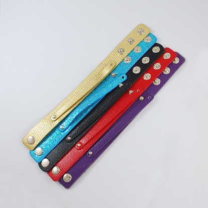 Imitation Leather Cord Snap Bracelets, Platinum