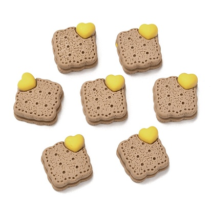 Cabujones decodificados de resina, diy accesorios, decoración de la caja del teléfono, alimento de imitación, galletas cuadradas con corazón