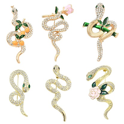 6 шт. 6 стили броши sanke с розовым сплавом и стразами, эмалевая булавка для рюкзака