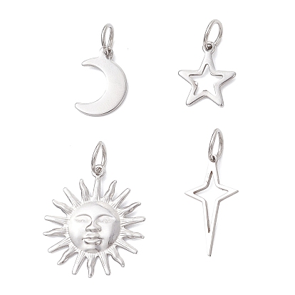 4 шт 4 стили 304 подвески из нержавеющей стали, солнце и звезда и луна, с целью перехода в кольце
