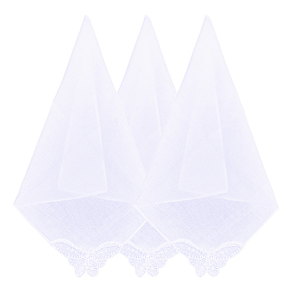 3шт. хлопчатобумажный носовой платок, с полиэстеровым кружевом, квадратный