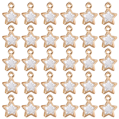 100Pcs Rack Plating Eco-Friendly Iron Charms, Star, with Crystal Rhinestone, Cadmium Free & Nickel Free & Lead Free