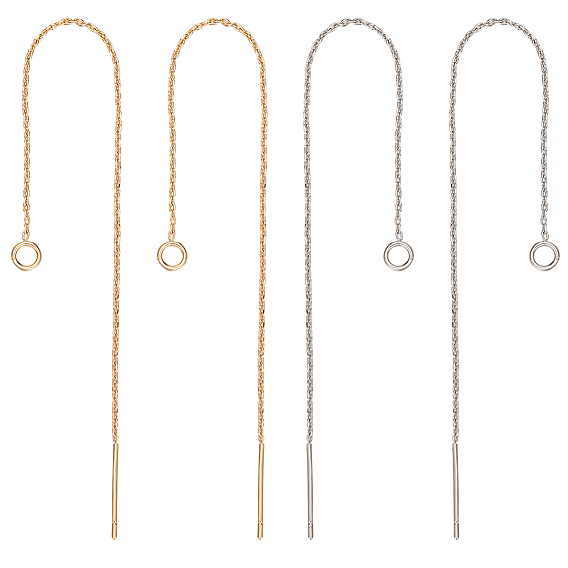 8шт. 2 цветная латунная фурнитура для сережек-гвоздиков, ушные резьбы, с петлей