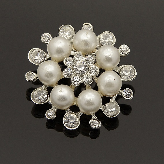 Art und Weiselegierung Rhinestone-Blumenbroschen, mit Acryl-Perle